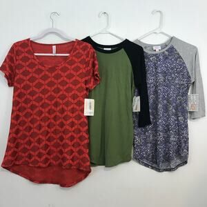 Y2K LuLaRoe Randy Womens Basic Shirt Size XS Top Cottagecore Fairy Lot of 3